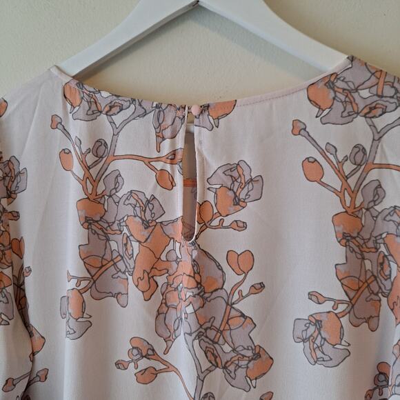 Numph Light Plush Pink Floral Crewneck Peplum Dress with Bell Sleeves - Picture 12 of 14